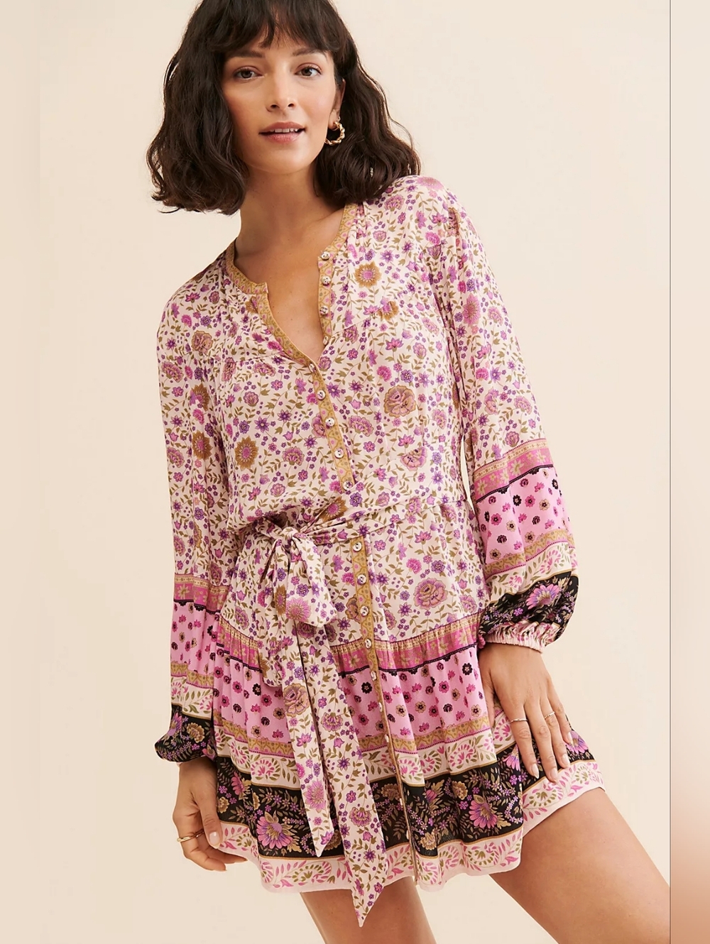 Spell Pink Floral Mini Dress